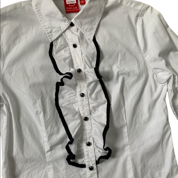 ❤️Oscar de la Renta white cotton blouse with beautiful ruffle detailing size 8❤️ - Picture 7 of 11